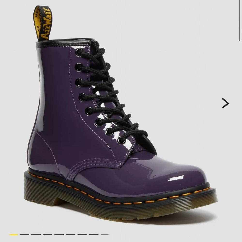 Dr. Marten's Purple 1460 WOMEN'S PATENT LEATHER LACE UP BOOTS - Picture 15 of 16